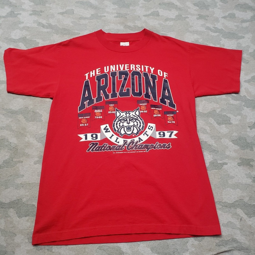 VTG Arizona Wildcats Shirt Mens Large Red Y2k Murina Short Sleeve Single Stitch